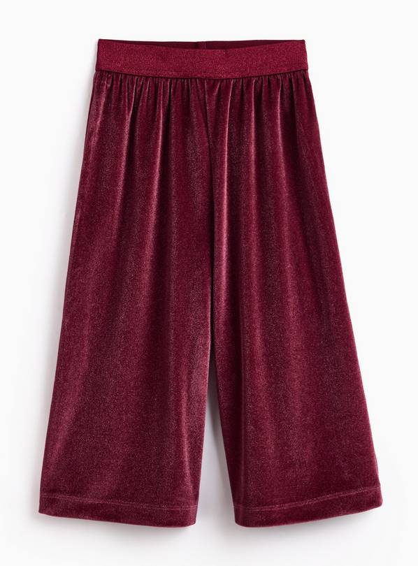 Dark Red Velour Wide Leg Trousers 1-2 years